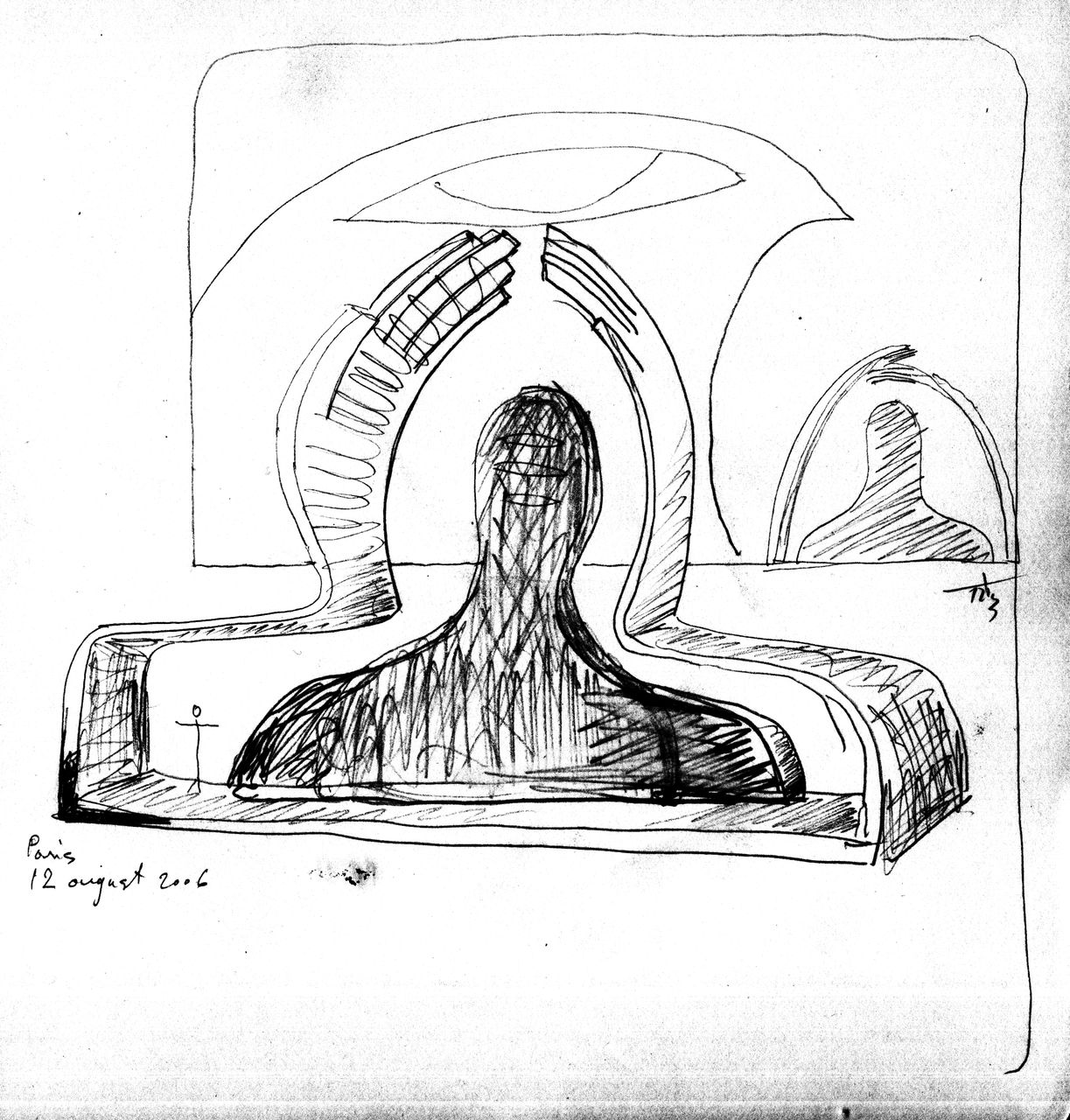 Bust sub arcade (studiu de monument)