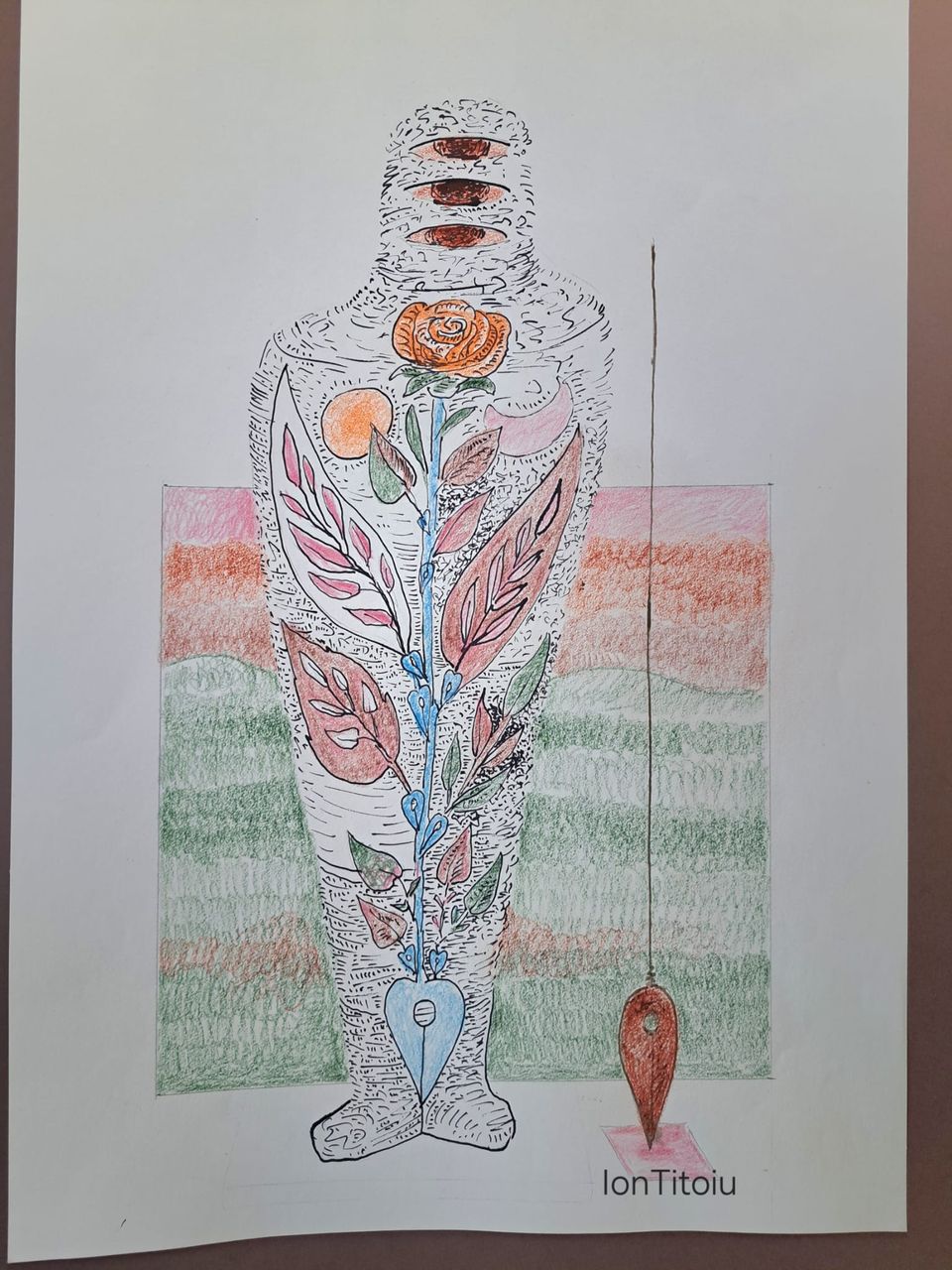 Totem cu trandafir și fir cu plumb