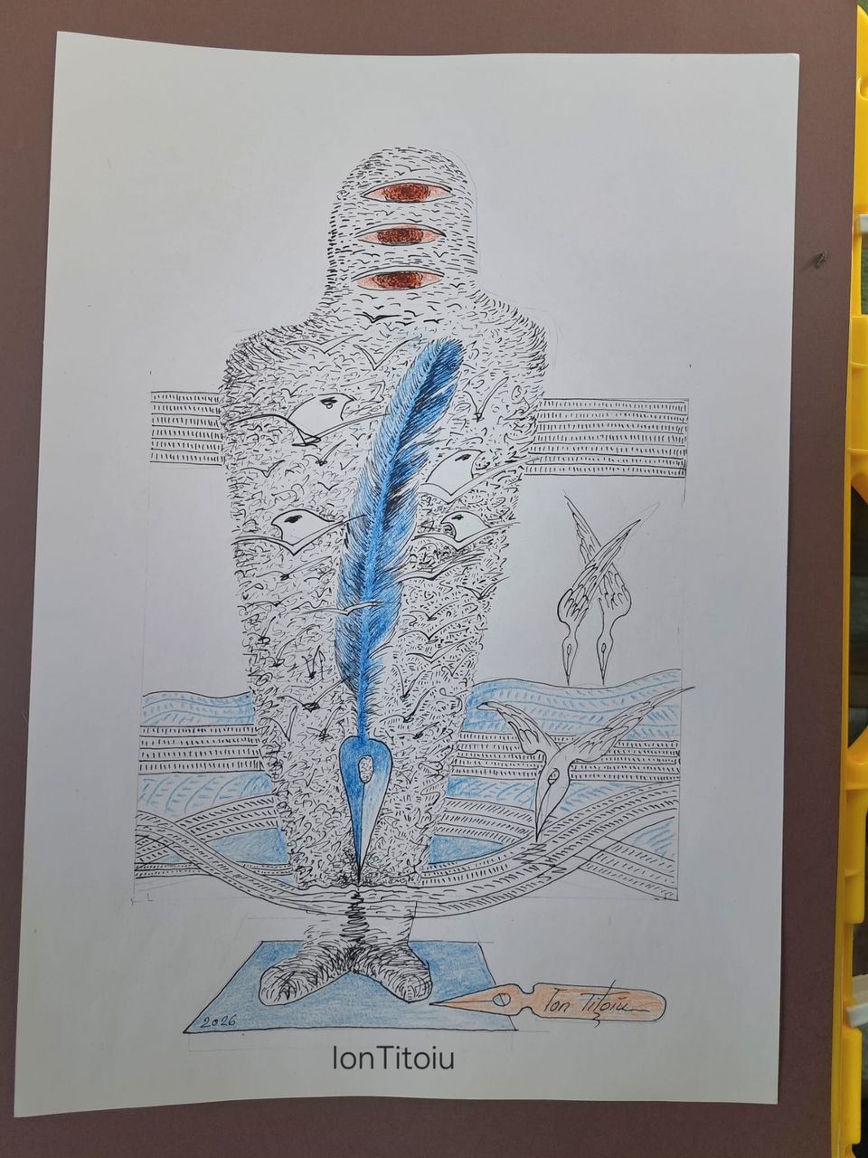 Totem din pescăruși, cu pană