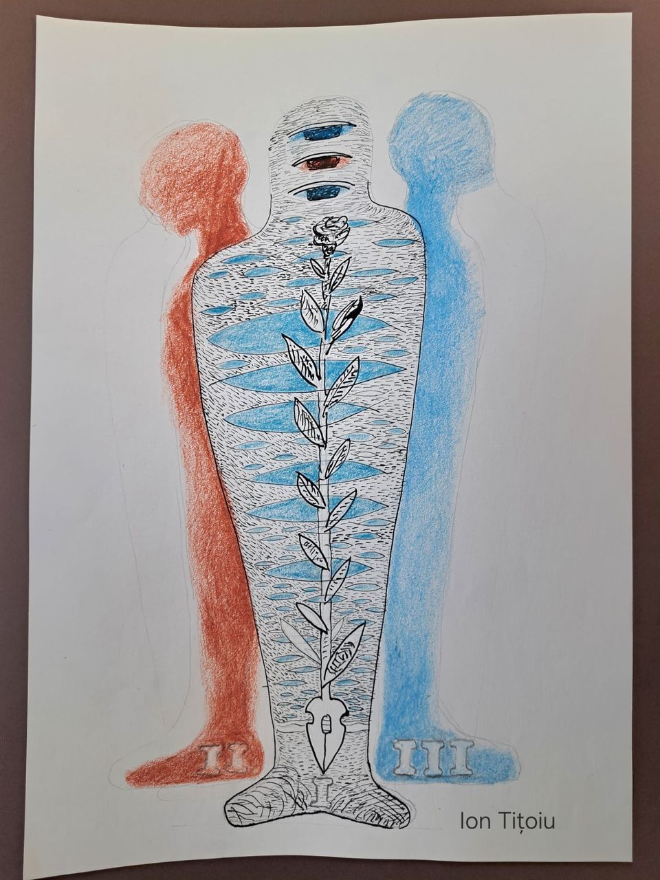 Trei totemuri I–III cu trandafir