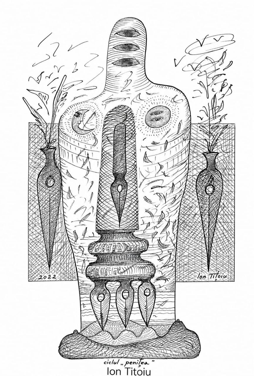 Penița — totem cu penița și aștri