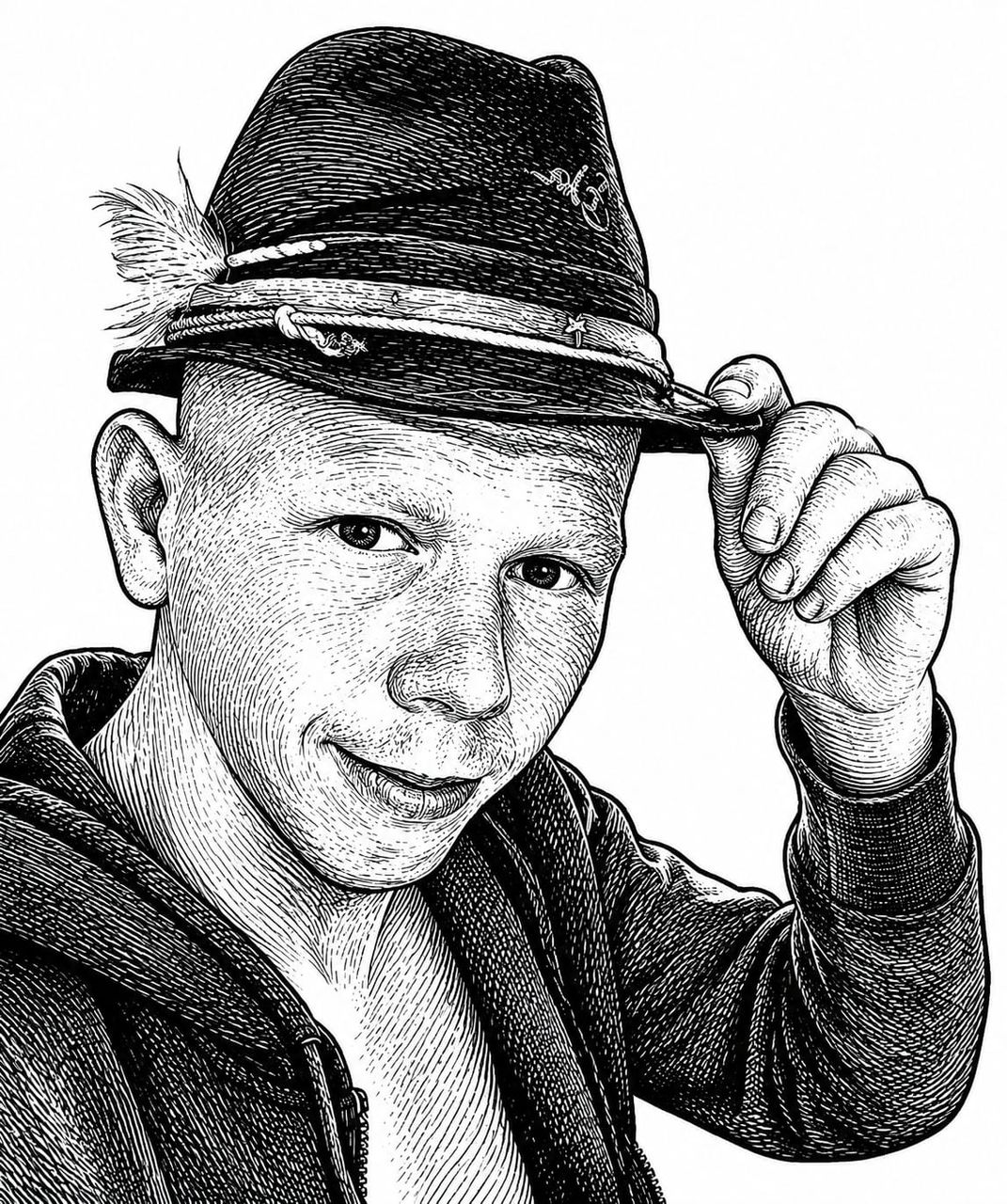 Portret de tânăr cu pălărie tiroleză