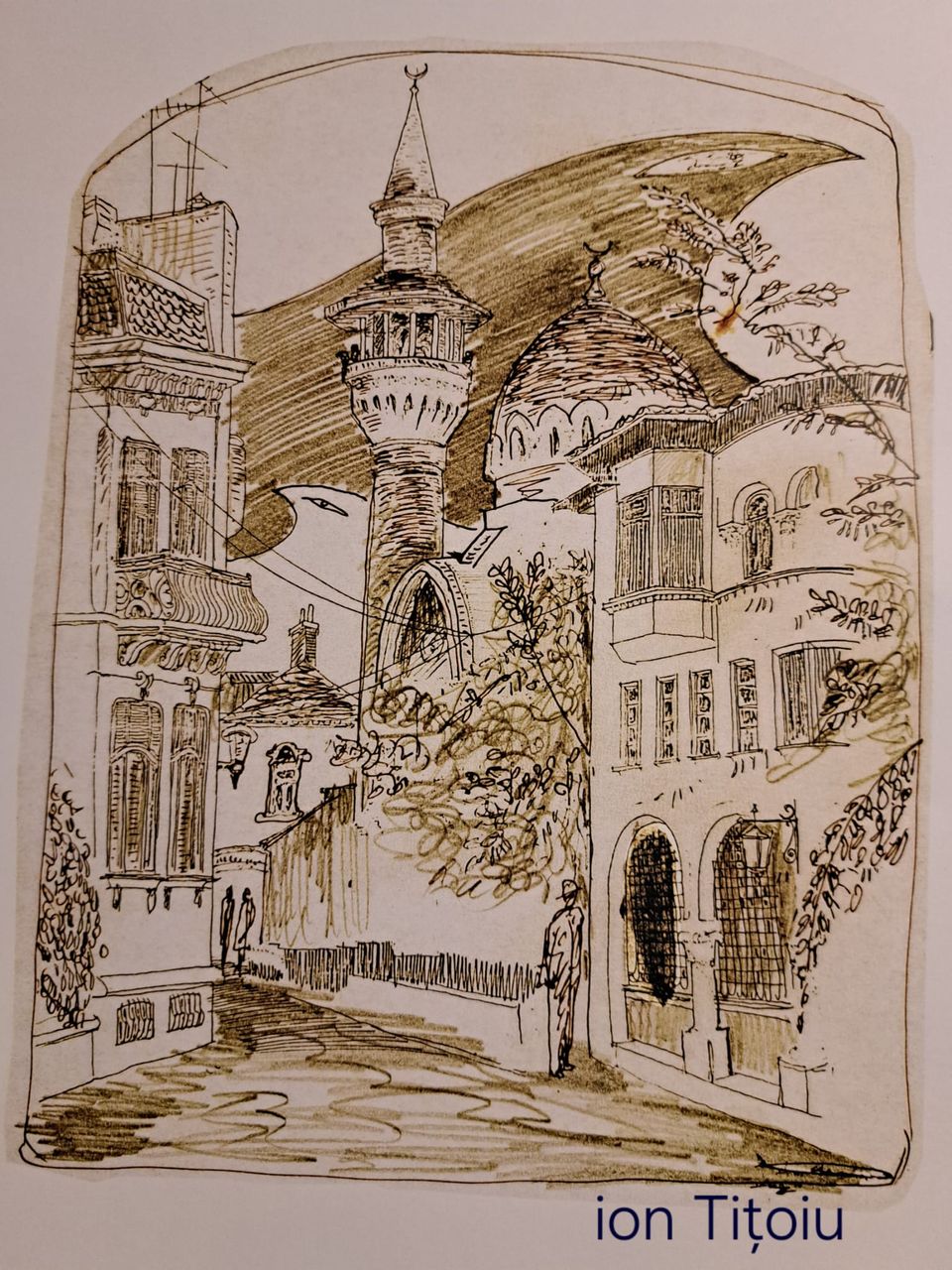 Strada minaretului cu semilună (sepia)