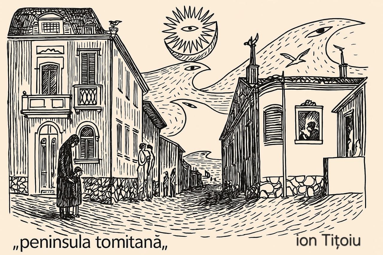 Ulița cu soare-ochi (hârtie tonată)