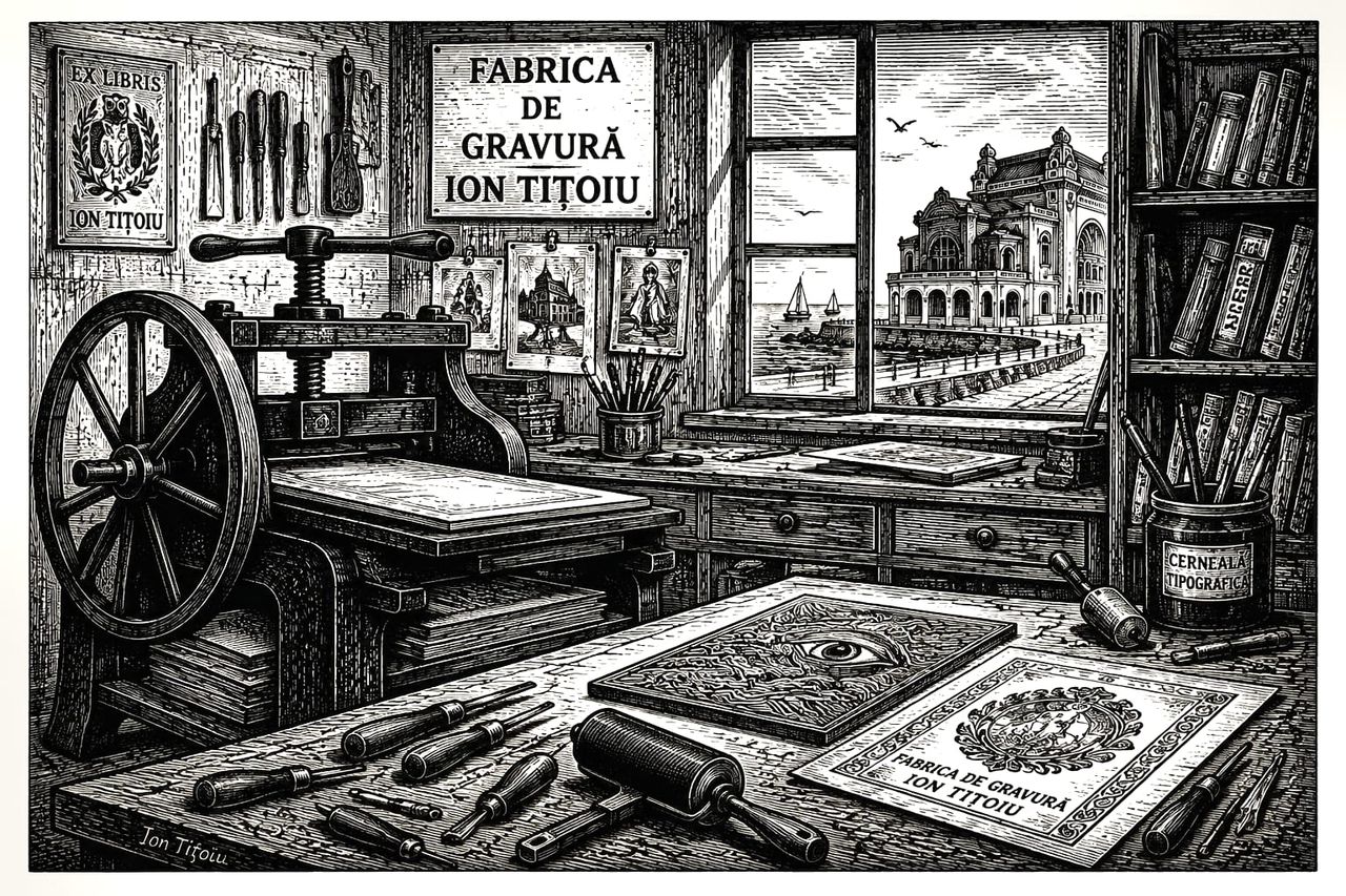 Fabrica de gravură — atelier cu fereastra spre cazino