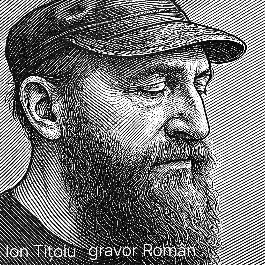 Autoportret — gravor din profil